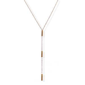 jj+rr Triple Rectangle Y-Necklace Rose Gold 9N22RG