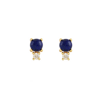 Kris Nations Two Stone Lapis & White Topaz Studs E734-G-LAP
