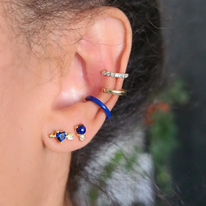 Kris Nations Two Stone Lapis & White Topaz Studs E734-G-LAP