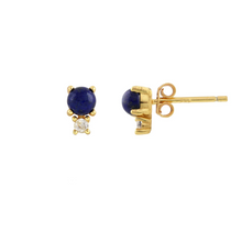 Kris Nations Two Stone Lapis & White Topaz Studs E734-G-LAP