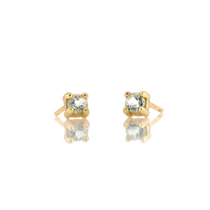 Kris Nations White Topaz Prong Set Studs Gold E669-G-WHTPZ