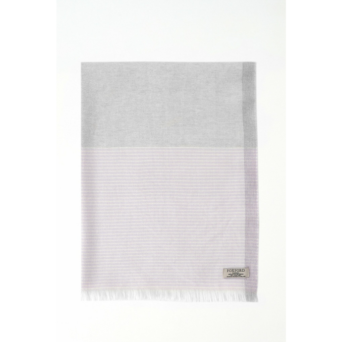 Foxford Woollen Mills White, Mink & Baby Pink Merino Stole 4215/G7