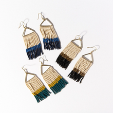 Ink + Alloy Whitney Colour Block Stripe Fringe Earrings Peacock SBER2301PE