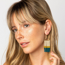 Ink + Alloy Whitney Colour Block Stripe Fringe Earrings Peacock SBER2301PE