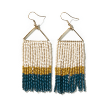 Ink + Alloy Whitney Colour Block Stripe Fringe Earrings Peacock SBER2301PE