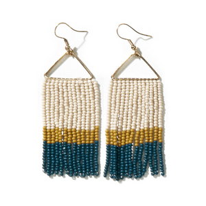 Ink + Alloy Whitney Colour Block Stripe Fringe Earrings Peacock SBER2301PE