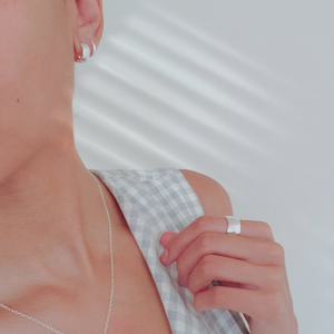 Kris Nations Wide Hinged Huggie Hoops Silver E686-S