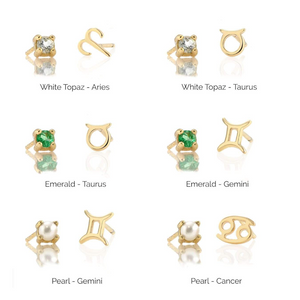 Kris Nations Birthstone & Zodiac Combo Studs E601/E669